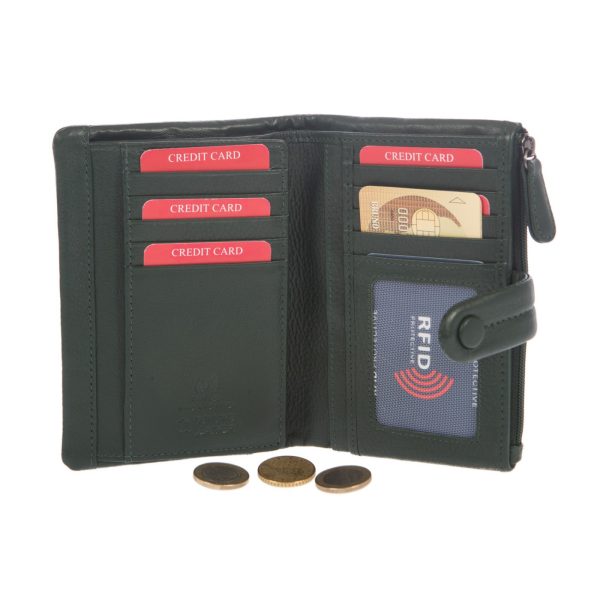 885GREEN (2) - Δερμάτινο γυναικείο πορτοφόλι.