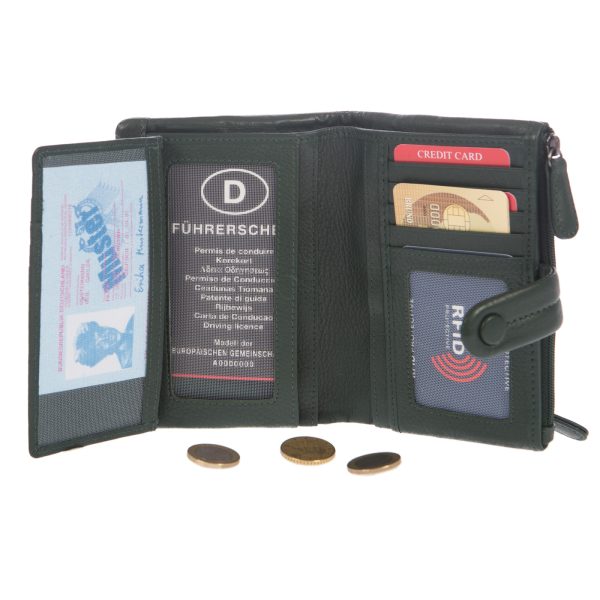 885GREEN (3) - Δερμάτινο γυναικείο πορτοφόλι.