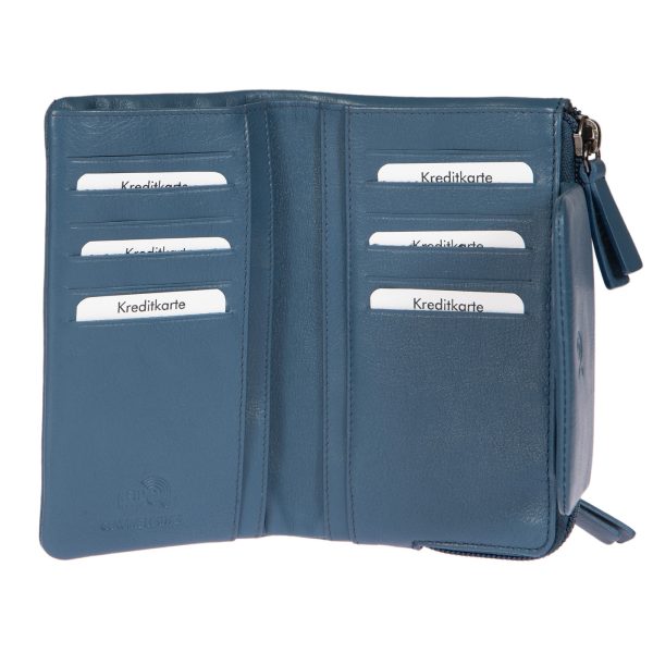 91588BLUE (2) - Δερμάτινο γυναικείο πορτοφόλι