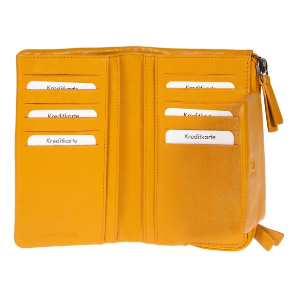 91588YELLOW (2) - Δερμάτινο γυναικείο πορτοφόλι