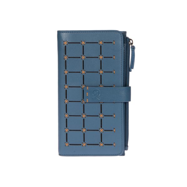 91603BLUE (1) - Δερμάτινο γυναικείο πορτοφόλι