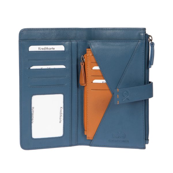 91603BLUE (2) - Δερμάτινο γυναικείο πορτοφόλι