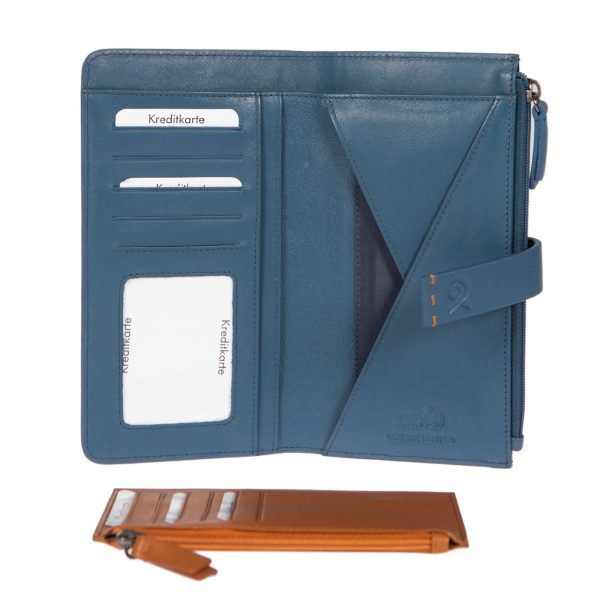 91603BLUE (3) - Δερμάτινο γυναικείο πορτοφόλι
