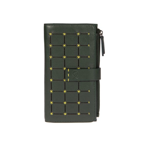 91603GREEN (1) - Δερμάτινο γυναικείο πορτοφόλι