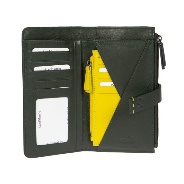 91603GREEN (2) - Δερμάτινο γυναικείο πορτοφόλι