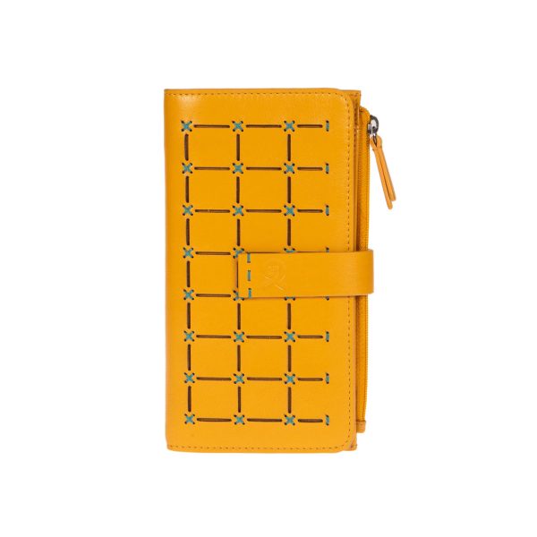 91603YELLOW (1) - Δερμάτινο γυναικείο πορτοφόλι