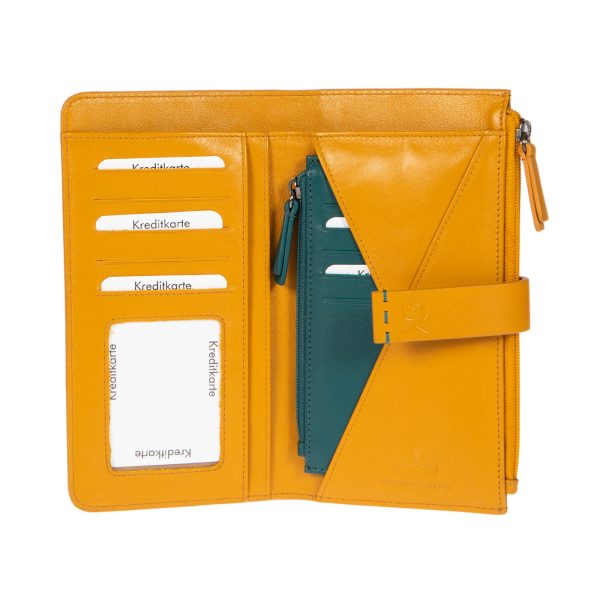 91603YELLOW (2) - Δερμάτινο γυναικείο πορτοφόλι