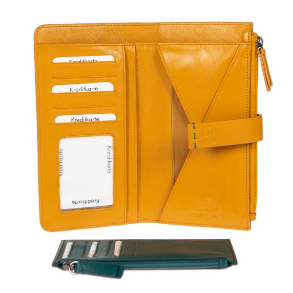 91603YELLOW (3) - Δερμάτινο γυναικείο πορτοφόλι