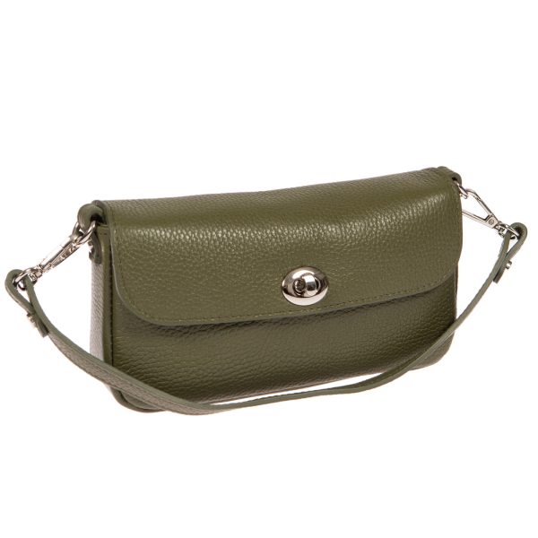 DE-300OLIVE (2) - Δερμάτινο τσαντάκι χιαστί