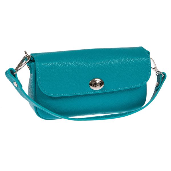 DE-300TURQUOISE (2) - Δερμάτινο τσαντάκι χιαστί