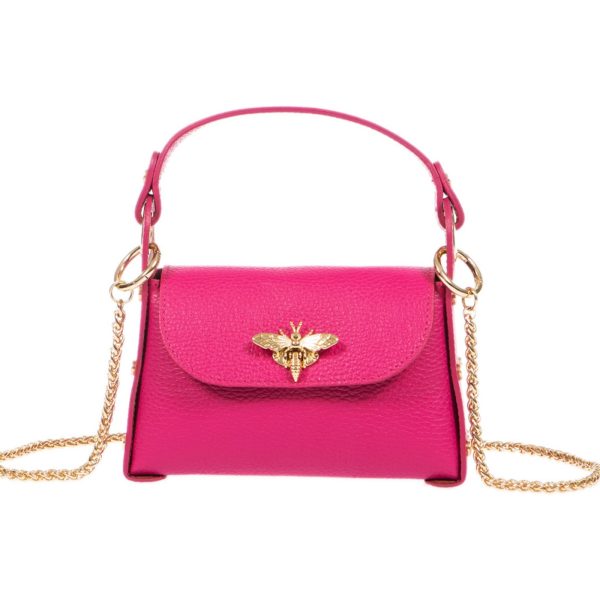 DE-302FUCHSIA (1) - Δερμάτινο τσαντάκι χιαστί για κινητό