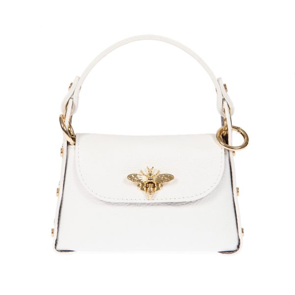 DE-302WHITE (1) - Δερμάτινο τσαντάκι χιαστί για κινητό