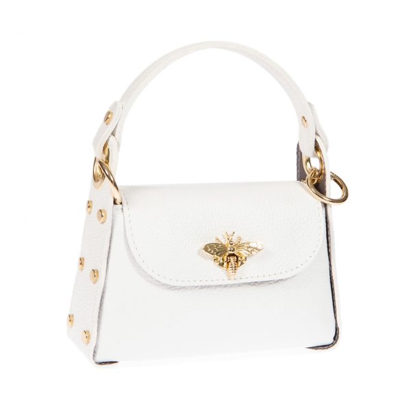 DE-302WHITE (2) - Δερμάτινο τσαντάκι χιαστί για κινητό