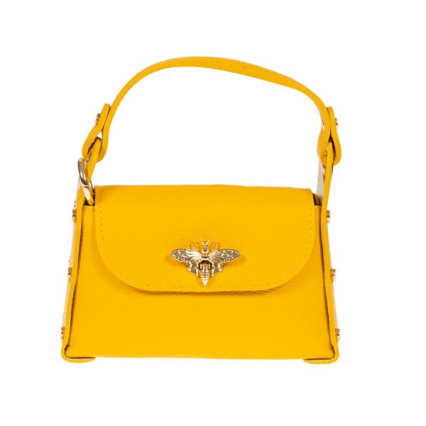 DE-302YELLOW (1) - Δερμάτινο τσαντάκι χιαστί για κινητό