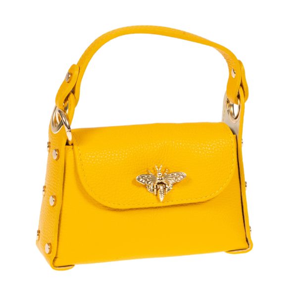 DE-302YELLOW (2) - Δερμάτινο τσαντάκι χιαστί για κινητό