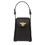 DE-303BLACK (1) - Δερμάτινο τσαντάκι χιαστί για κινητό