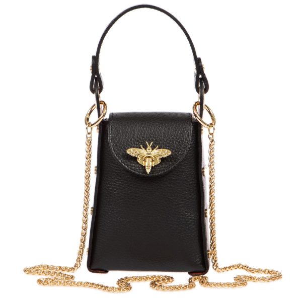 DE-303BLACK (3) - Δερμάτινο τσαντάκι χιαστί για κινητό