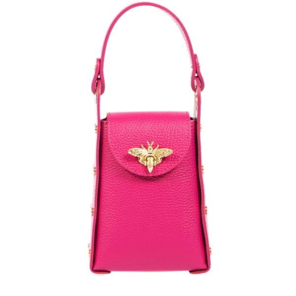 DE-303FUCHSIA (1) - Δερμάτινο τσαντάκι χιαστί για κινητό
