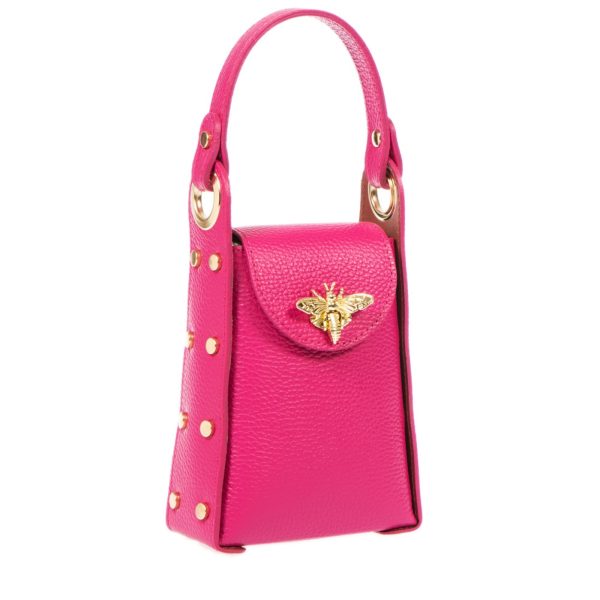 DE-303FUCHSIA (2) - Δερμάτινο τσαντάκι χιαστί για κινητό