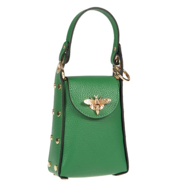 DE-303GREEN (2) - Δερμάτινο τσαντάκι χιαστί για κινητό