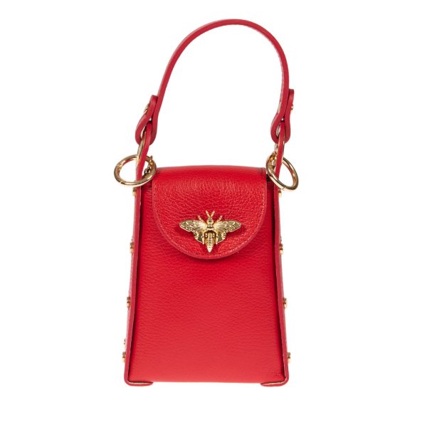 DE-303RED (1) - Δερμάτινο τσαντάκι χιαστί για κινητό