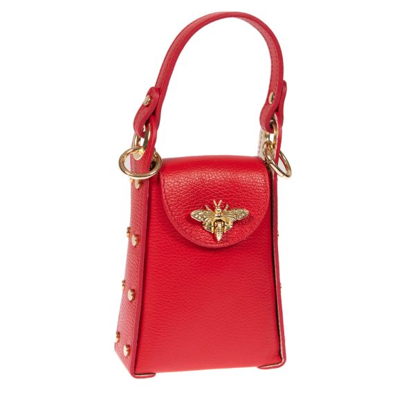 DE-303RED (2) - Δερμάτινο τσαντάκι χιαστί για κινητό