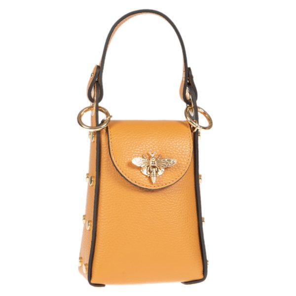 DE-303TAN (2) - Δερμάτινο τσαντάκι χιαστί για κινητό