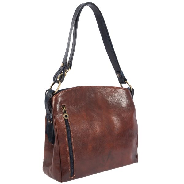 DE-6570BROWN (2) - Δερμάτινη τσάντα ώμου