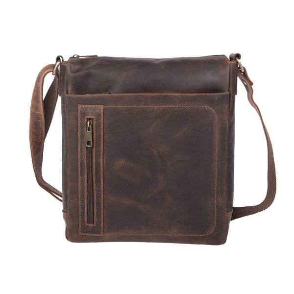 ΔΕ-72598OIL - Δερμάτινη τσάντα χιαστί