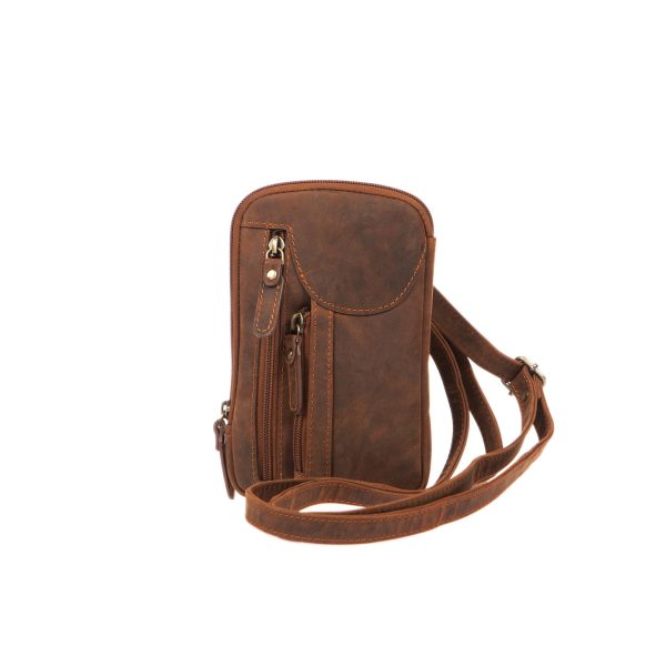 ΔΕ-908OIL - Δερμάτινο τσαντάκι χιαστί για κινητό