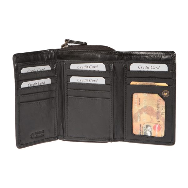 WS-40BLACK (2) - Δερμάτινο γυναικείο πορτοφόλι πλυμένο