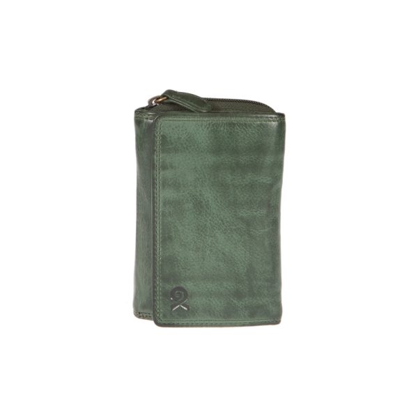 WS-40GREEN (1) - Δερμάτινο γυναικείο πορτοφόλι πλυμένο