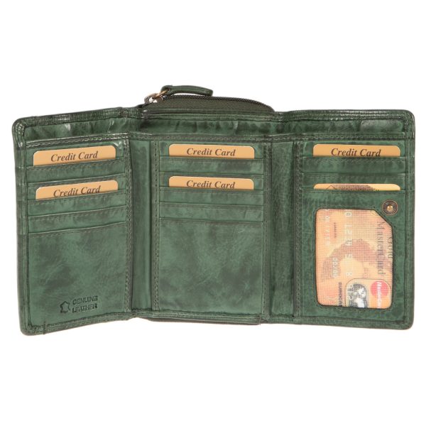 WS-40GREEN (2) - Δερμάτινο γυναικείο πορτοφόλι πλυμένο