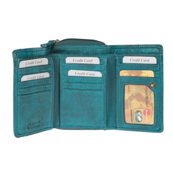 WS-40PETROL (2) - Δερμάτινο γυναικείο πορτοφόλι πλυμένο