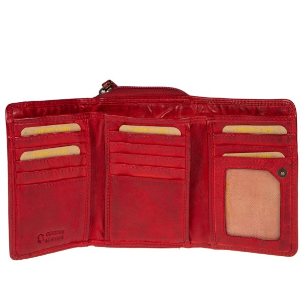 WS-40RED (2) - Δερμάτινο γυναικείο πορτοφόλι πλυμένο
