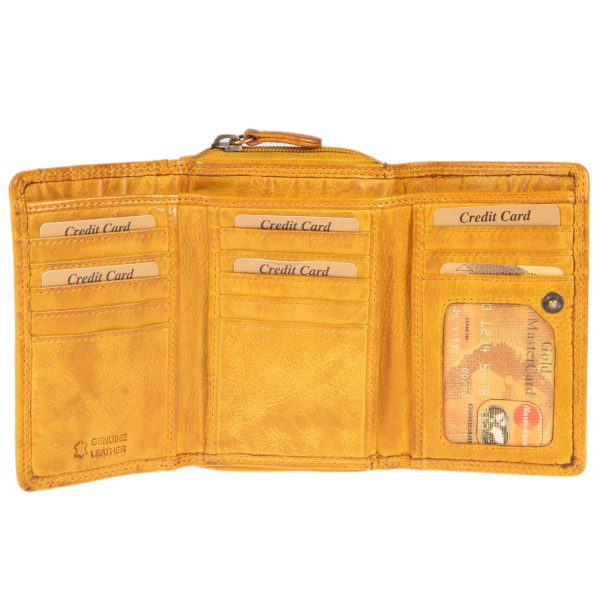 WS-40YELLOW (2) - Δερμάτινο γυναικείο πορτοφόλι πλυμένο