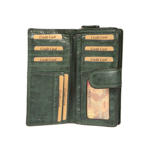 WS-7148GREEN (2) - Γυναικείο δερμάτινο πορτοφόλι