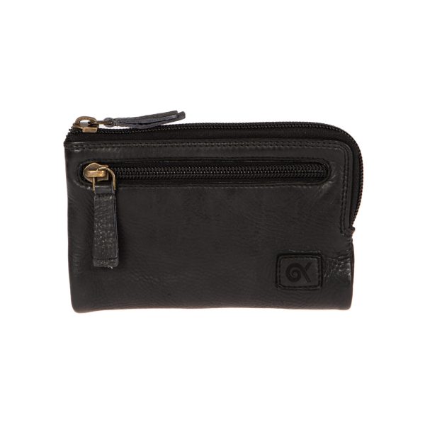 WS-91582BLACK (1) - Δερμάτινο γυναικείο πορτοφόλι πλυμένο