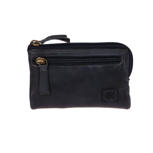 WS-91582BLUE (1) - Δερμάτινο γυναικείο πορτοφόλι πλυμένο