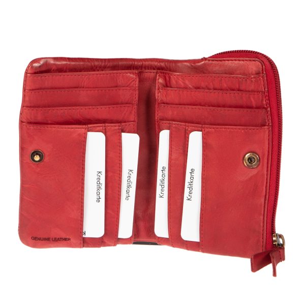 WS-91582RED (2) - Δερμάτινο γυναικείο πορτοφόλι πλυμένο
