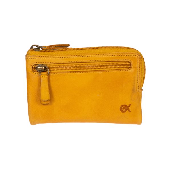 WS-91582YELLOW (1) - Δερμάτινο γυναικείο πορτοφόλι πλυμένο