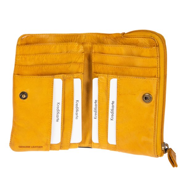 WS-91582YELLOW (2) - Δερμάτινο γυναικείο πορτοφόλι πλυμένο
