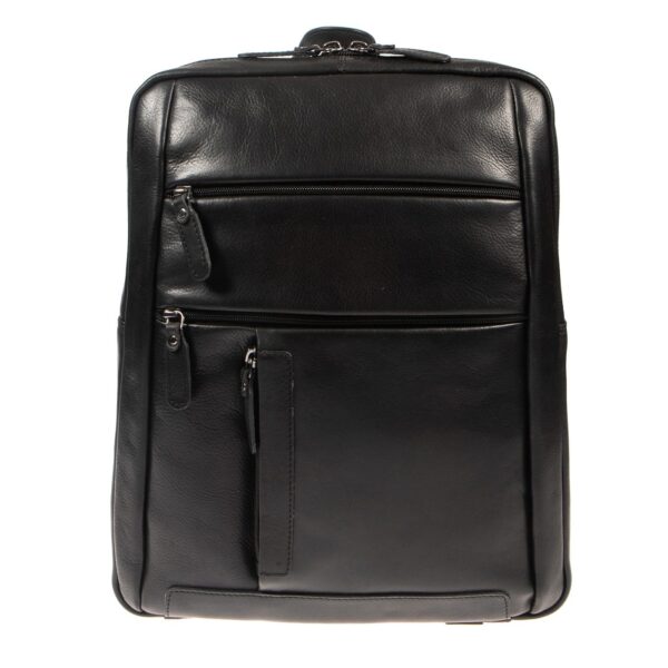 ΔΕ-200120 N - Δερμάτινο σακίδιο πλάτης μαύρο