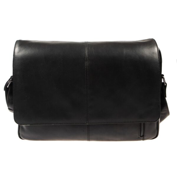 ΔΕ-857 N- Δερμάτινη τσάντα ώμου μαύρη