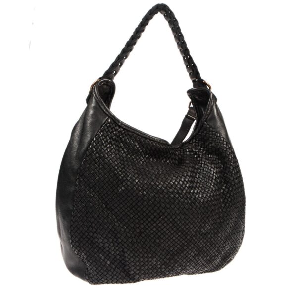 DE-6720 BLACK (2) - Δερμάτινη τσάντα ώμου